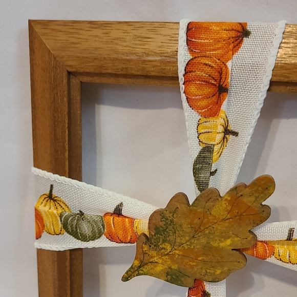 Frame Cross Art Pumpkin And Leaf Handmade - Picture 4 of 8